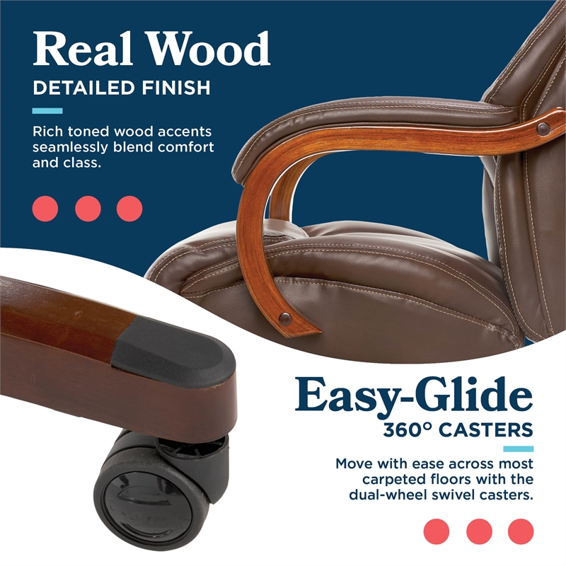 Maklaine Big & Tall Executive Office Chair in Chestnut Brown