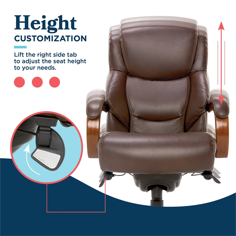 Maklaine Big & Tall Executive Office Chair in Chestnut Brown