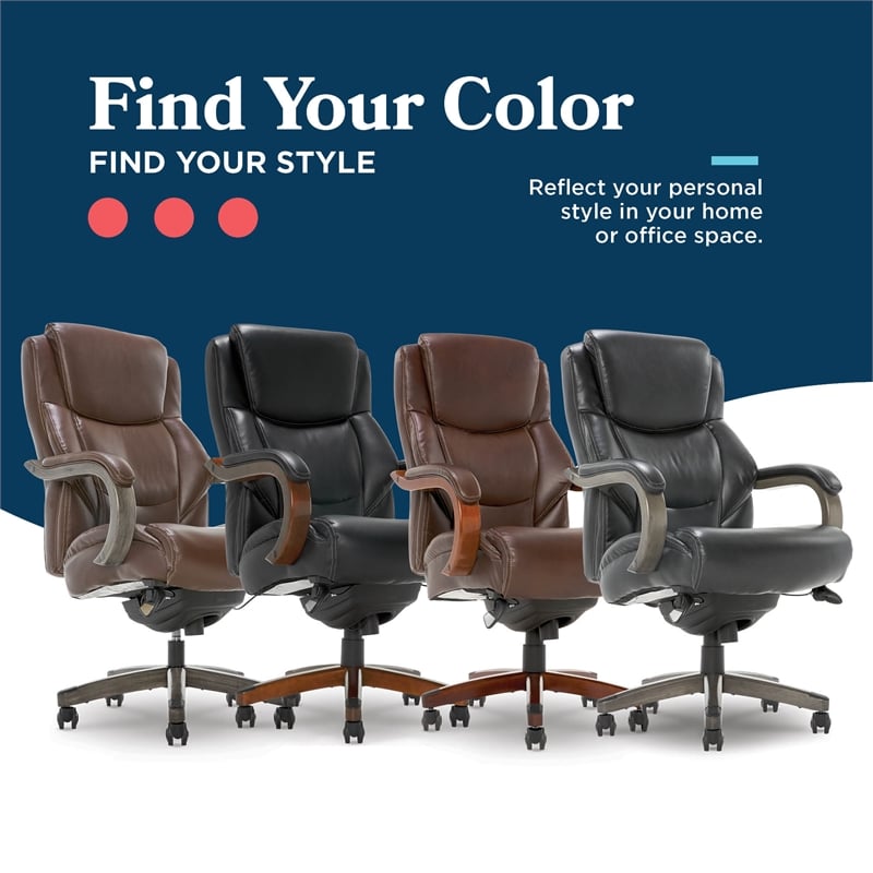 Maklaine Big & Tall Executive Office Chair Weathered Black Bonded Leather