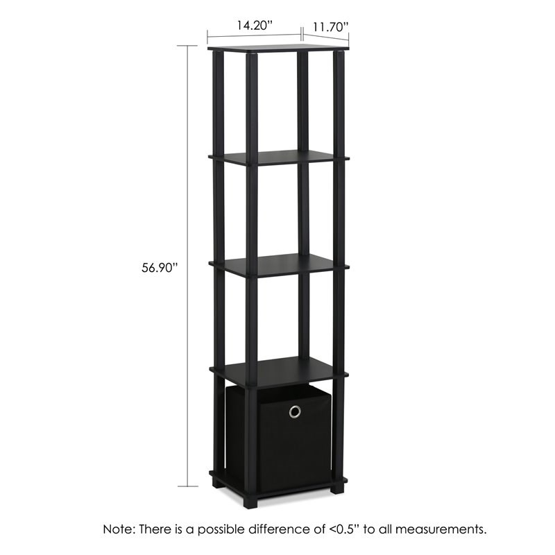 Maklaine Turn-N-Tube No Tools Wood 5-Tier Display Decorative Shelf in Black