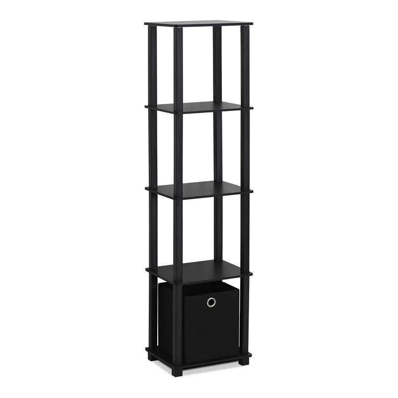 Maklaine Turn-N-Tube No Tools Wood 5-Tier Display Decorative Shelf in Black