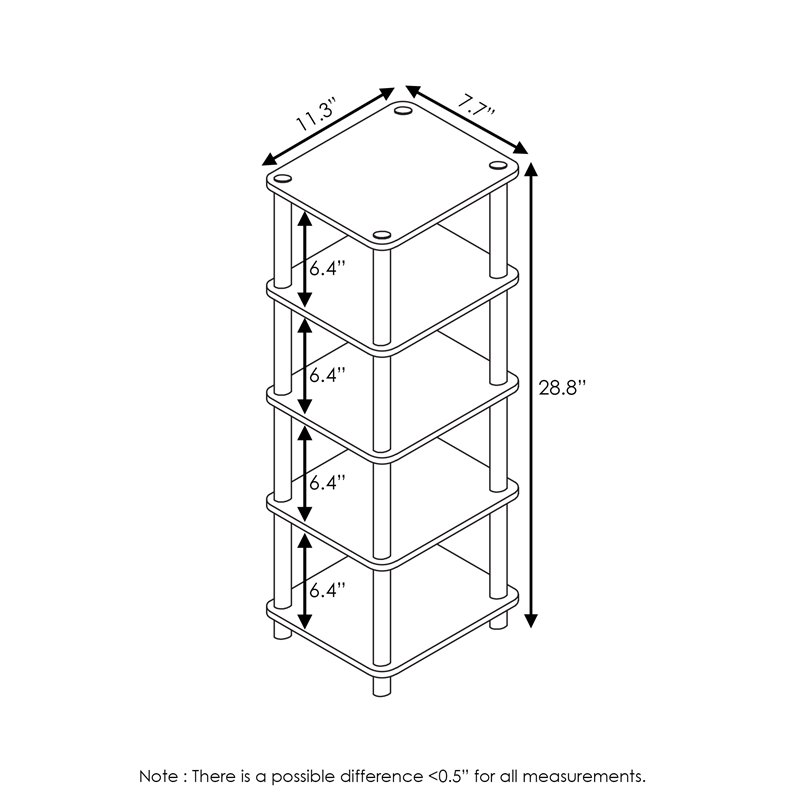 Maklaine Turn-N-Tube Engineered Wood 4-Bins System Rack in Columbia Walnut/Black