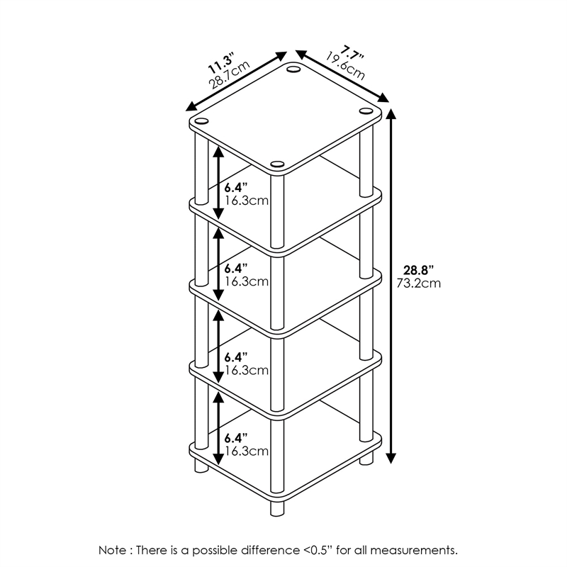 Maklaine Turn-N-Tube Engineered Wood 4-Bins System Rack in Espresso/Black