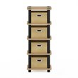 Maklaine Turn-N-Tube Engineered Wood 4-Bins System Rack in Oak/Black