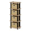 Maklaine Turn-N-Tube Engineered Wood 4-Bins System Rack in Oak/Black