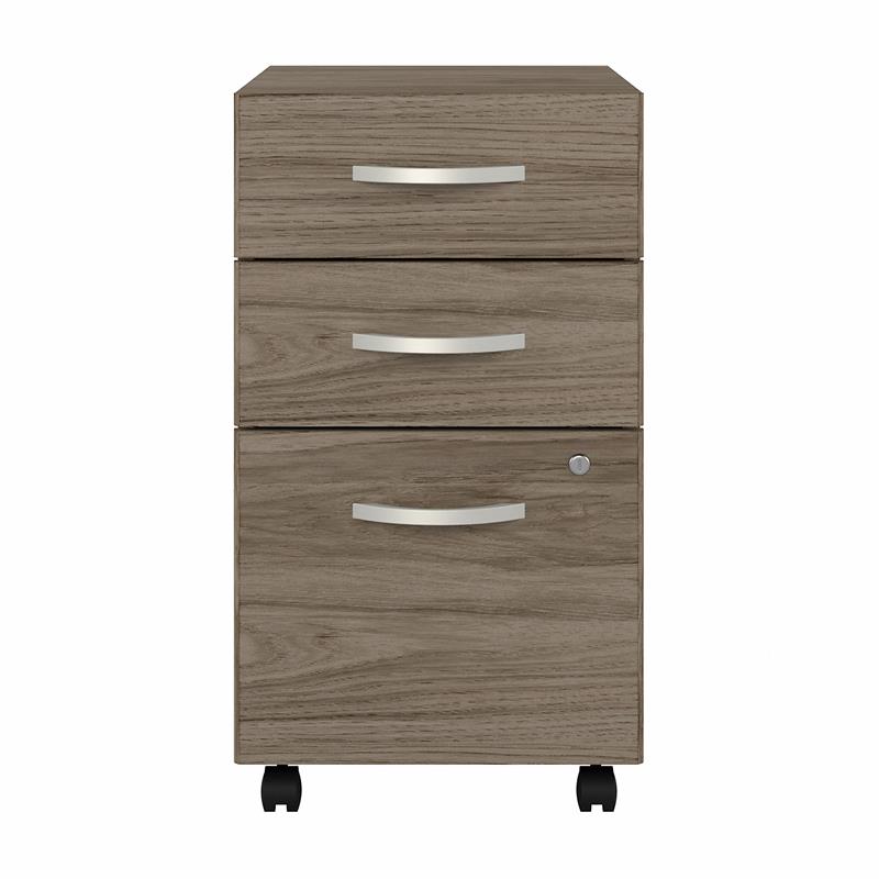 Maklaine Engineered Wood 3 Drawer Mobile File Cabinet in Modern Hickory