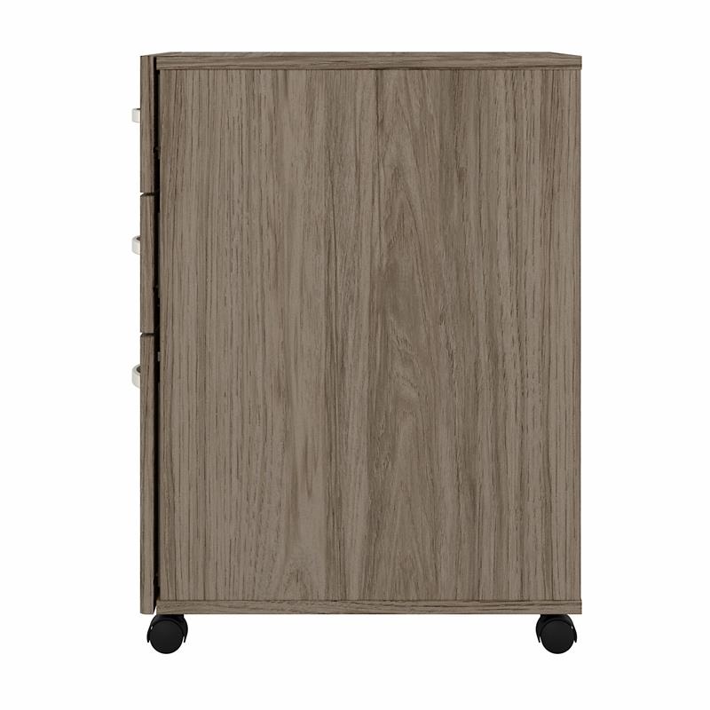 Maklaine Engineered Wood 3 Drawer Mobile File Cabinet in Modern Hickory