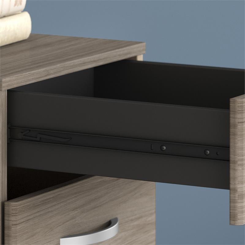 Maklaine Engineered Wood 3 Drawer Mobile File Cabinet in Modern Hickory