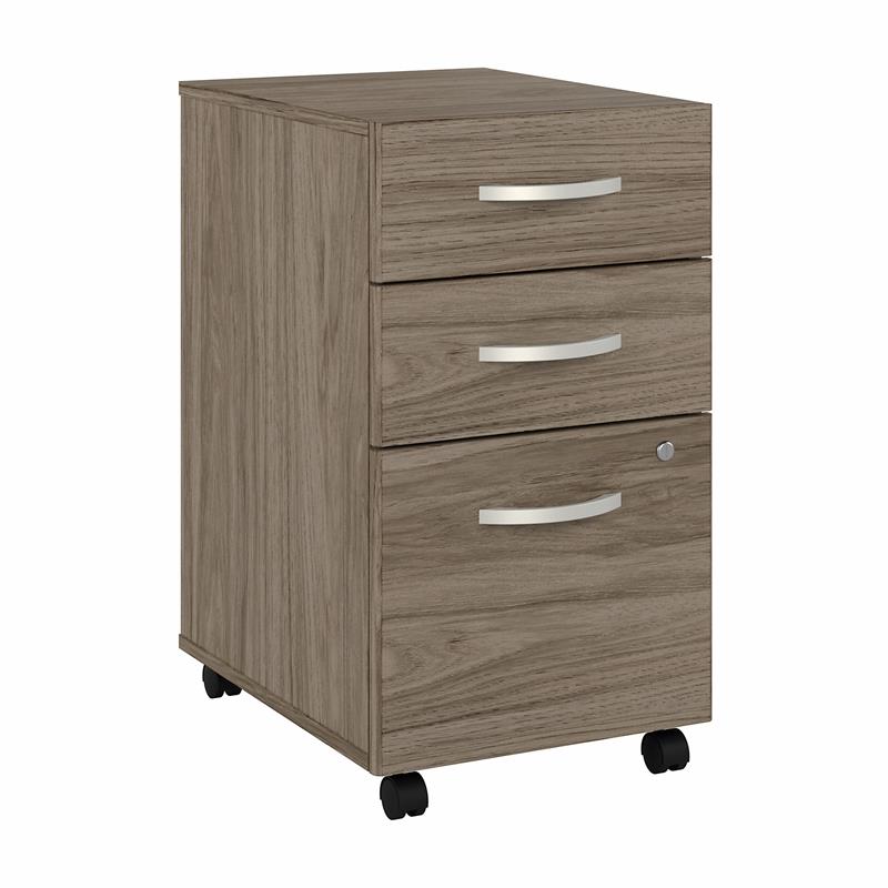 Maklaine Engineered Wood 3 Drawer Mobile File Cabinet in Modern Hickory