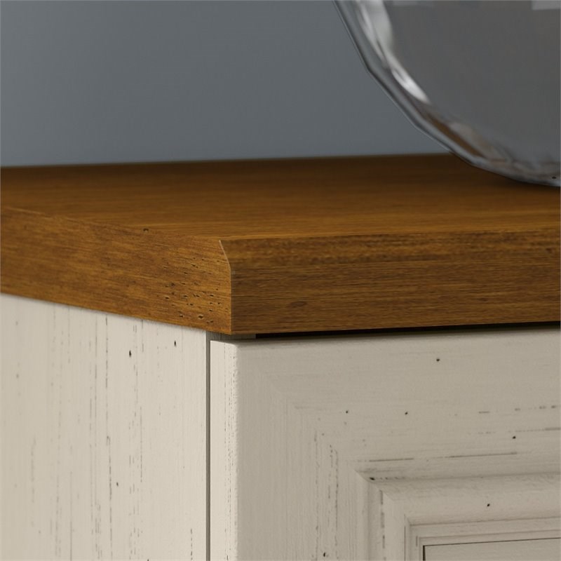 Maklaine Engineered Wood Small Storage Cabinet with Doors in Antique White