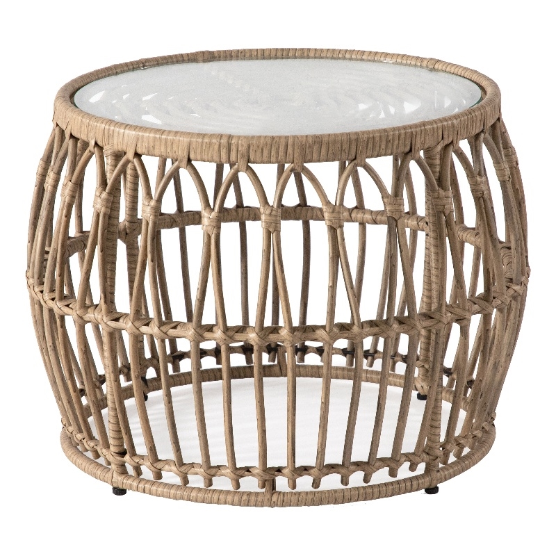 Maklaine Wicker / Rattan Round Outdoor Coffee Table in Natural