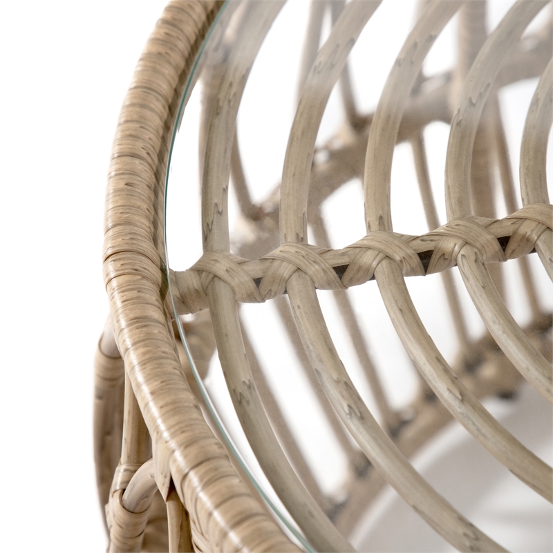 Maklaine Wicker / Rattan Round Outdoor Coffee Table in Natural