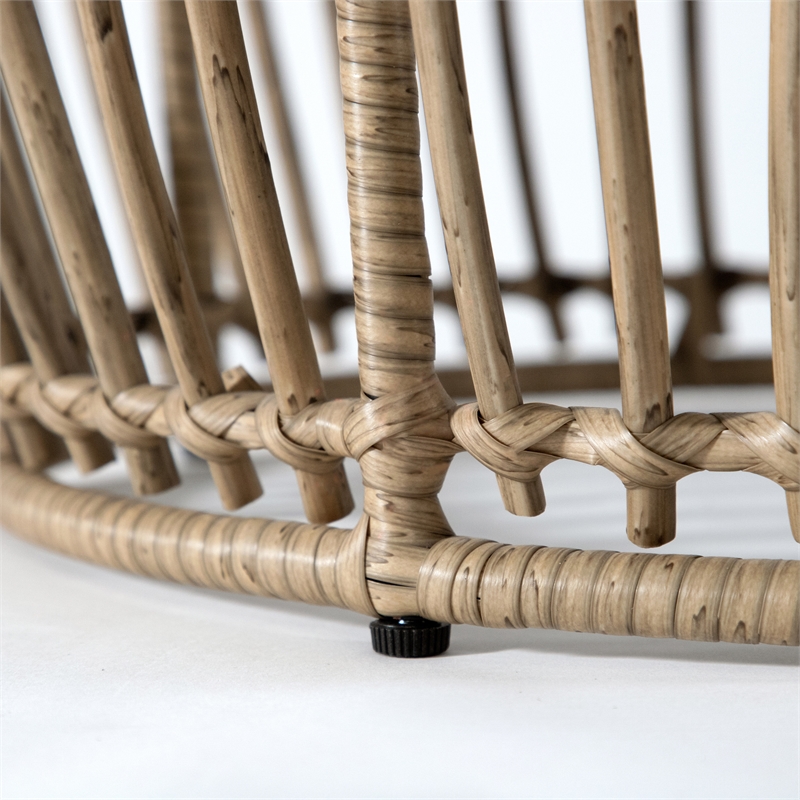 Maklaine Wicker / Rattan Round Outdoor Coffee Table in Natural
