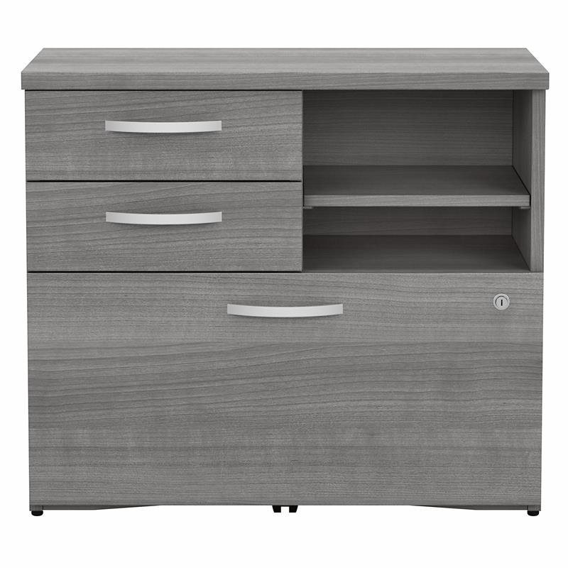 Maklaine Engineered Wood Office Storage Cabinet with Drawers in Platinum Gray