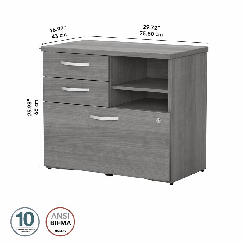 Maklaine Engineered Wood Office Storage Cabinet with Drawers in Platinum Gray
