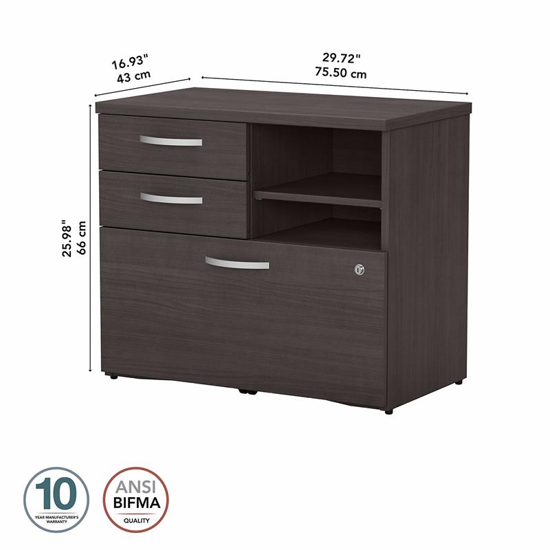 Maklaine Engineered Wood Office Storage Cabinet with Drawers in Storm Gray
