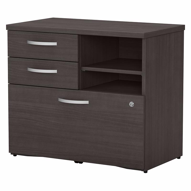 Maklaine Engineered Wood Office Storage Cabinet with Drawers in Storm Gray