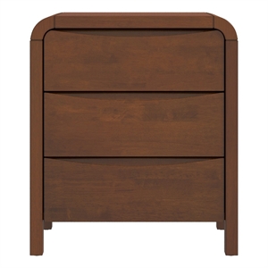Maklaine Mid-Century Solid Wood Walnut Nightstand Bed Side Tables with 3 Drawers