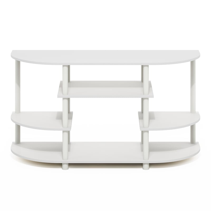 Maklaine Engineered Wood Contemporary Corner TV Stand in White/White