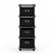 Maklaine Contemporary Turn-N-Tube 4-Bins System Rack in French Oak/Black