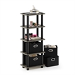 Maklaine Contemporary Turn-N-Tube 4-Bins System Rack in French Oak/Black