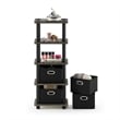 Maklaine Contemporary Turn-N-Tube 4-Bins System Rack in French Oak/Black