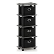Maklaine Contemporary Turn-N-Tube 4-Bins System Rack in French Oak/Black