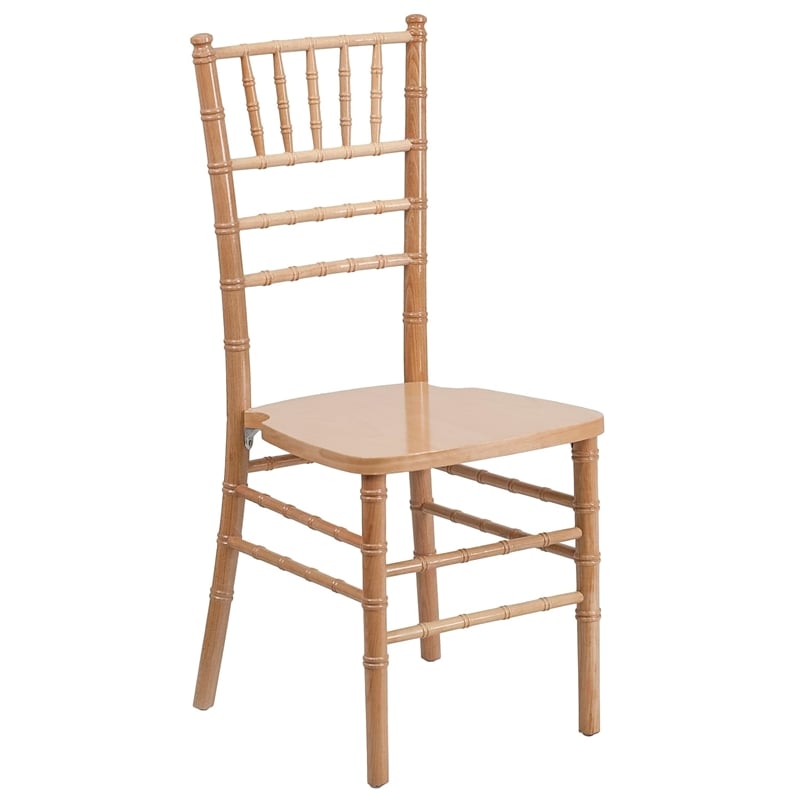 Maklaine Wood Chiavari Stacking Dining Side Chair in Natural