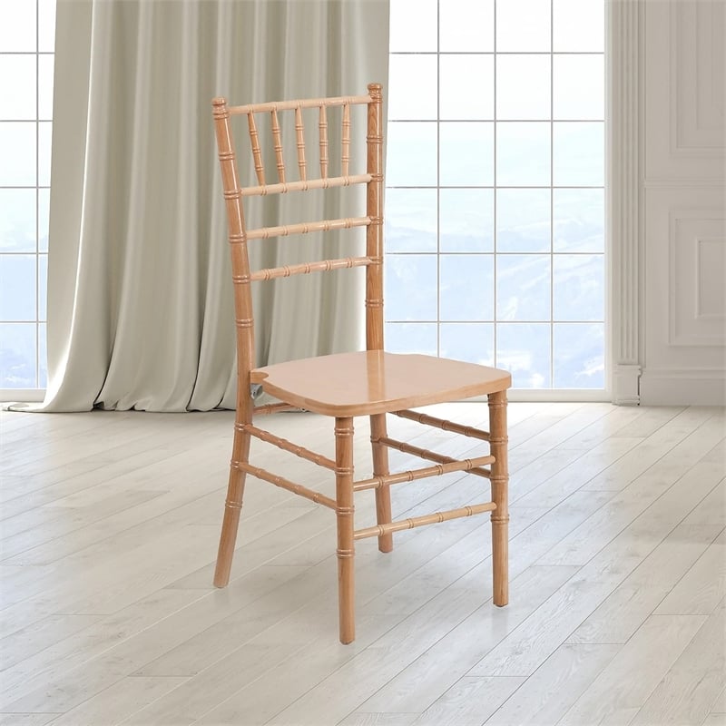 Maklaine Wood Chiavari Stacking Dining Side Chair in Natural