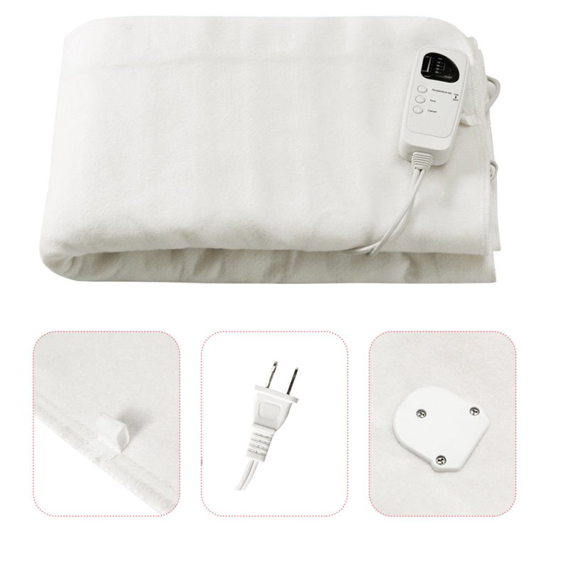 Maklaine Contemporary Polyester Fiber Electric Heated Twin Size Blanket in White