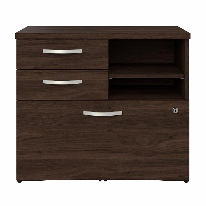 Maklaine Engineered Wood Office Storage Cabinet with Drawers in Black Walnut