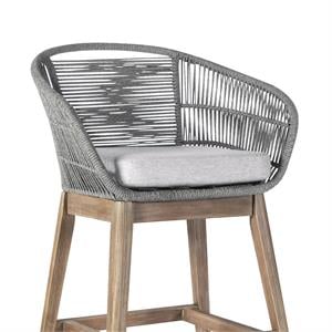Maklaine Indoor/Outdoor Counter Height Bar Stool in Light Eucalyptus Wood