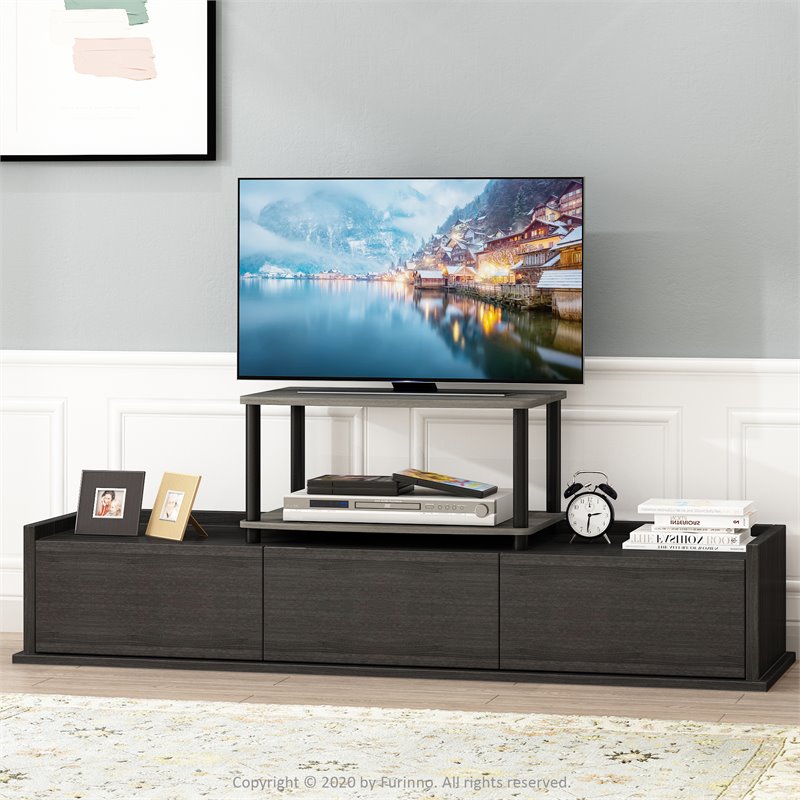 Maklaine Turn-N-Tube Wood Elevated TV Stand for TV up to 25