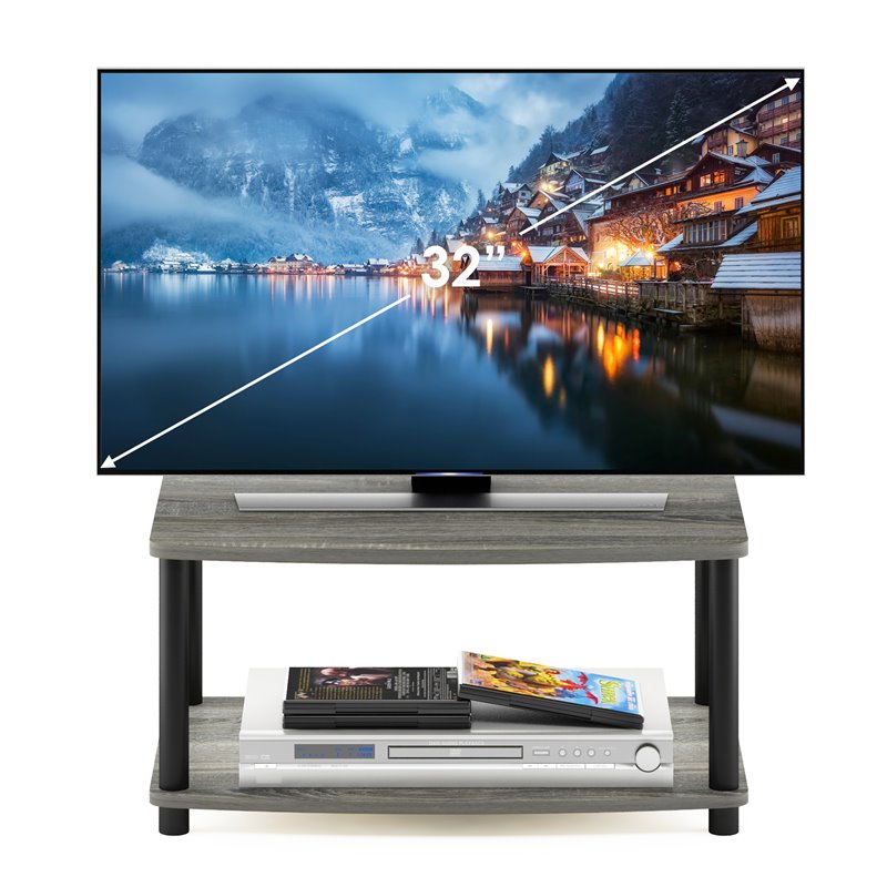 Maklaine Turn-N-Tube Wood Elevated TV Stand for TV up to 25