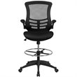 Maklaine Modern Transitional Mid Back Mesh Drafting Stool in Black