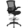 Maklaine Modern Transitional Mid Back Mesh Drafting Stool in Black