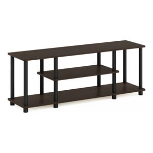 Maklaine Turn-N-Tube Wood Entertainment TV Stand for TV up to 50&quot in Dark Brown
