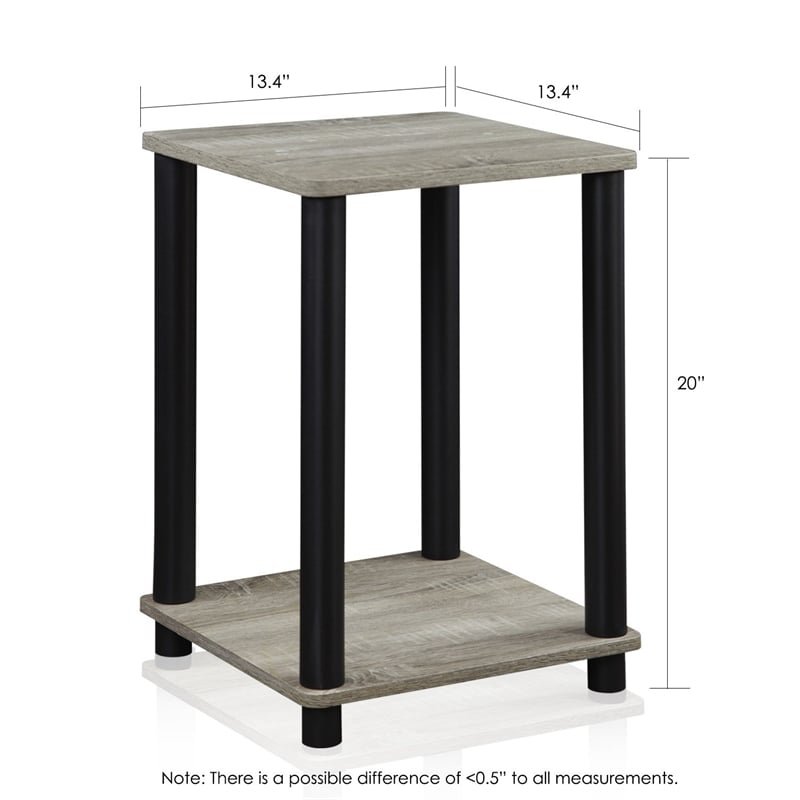 Maklaine Turn-N-Tube Engineered Wood End Table in French Oak Gray/Black