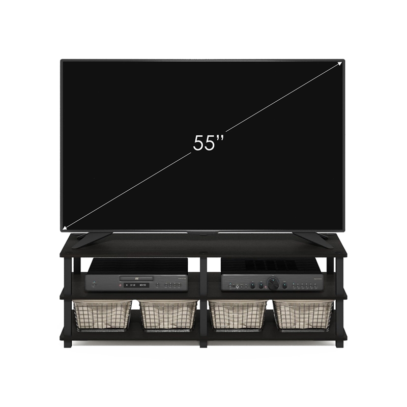 Maklaine Turn-S-Tube No Tools 3-Tier Entertainment TV Stands in Espresso/Black