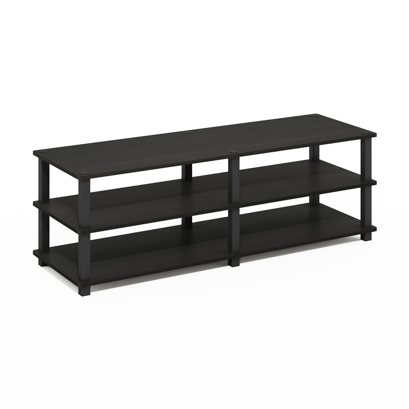 Maklaine Turn-S-Tube No Tools 3-Tier Entertainment TV Stands in Espresso/Black
