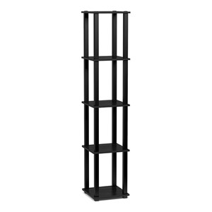 Maklaine Turn-S-Tube Wood 5-Tier Corner Rack Display Shelf in Americano Black