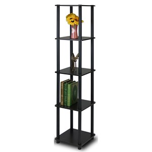 Maklaine Turn-N-Tube Wood 5-Tier Corner Square Rack Display Shelf in Espresso
