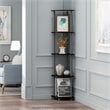 Maklaine Turn-N-Tube Wood 5 Tier Corner Display Rack in Black/Gray