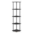 Maklaine Turn-N-Tube Wood 5 Tier Corner Display Rack in Black/Gray