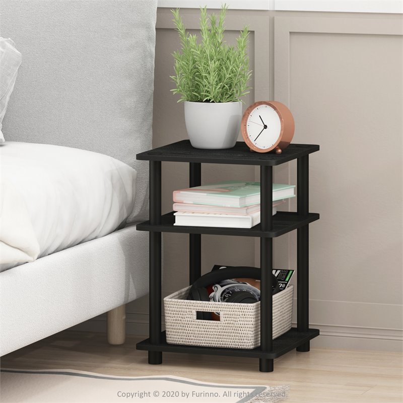 Maklaine Turn-N-Tube Contemporary Engineered Wood Multipurpose Shelf in Black
