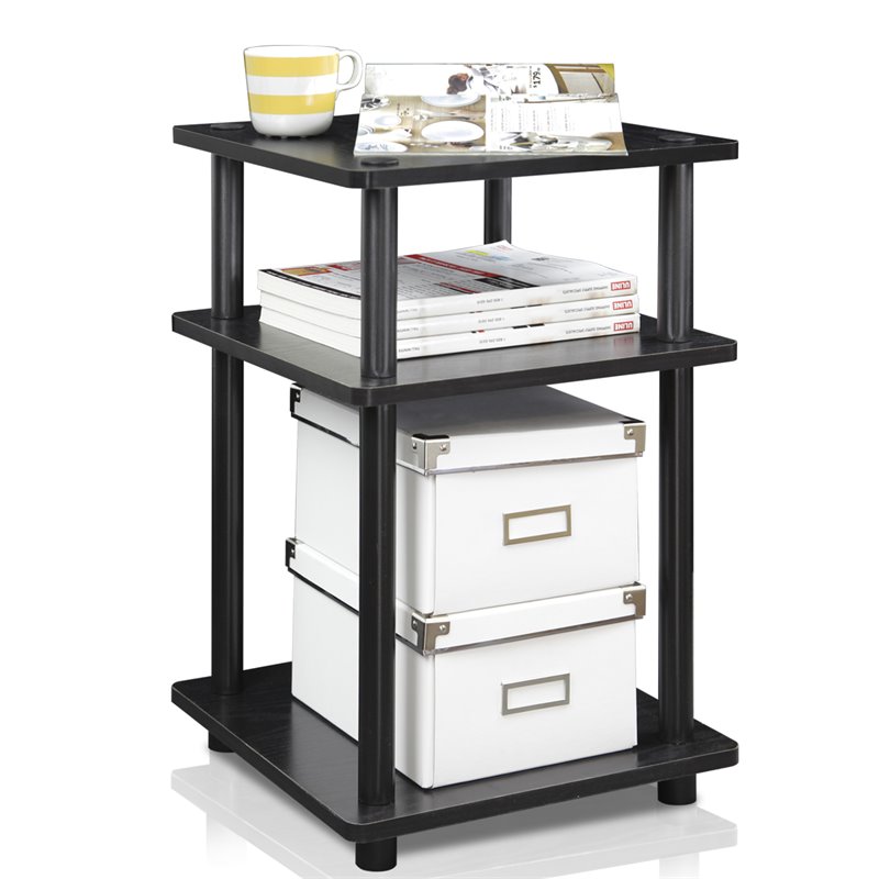 Maklaine Turn-N-Tube Contemporary Engineered Wood Multipurpose Shelf in Black