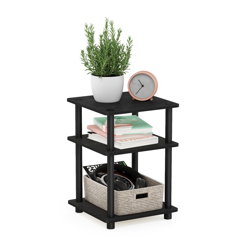 Maklaine Turn-N-Tube Contemporary Engineered Wood Multipurpose Shelf in Black