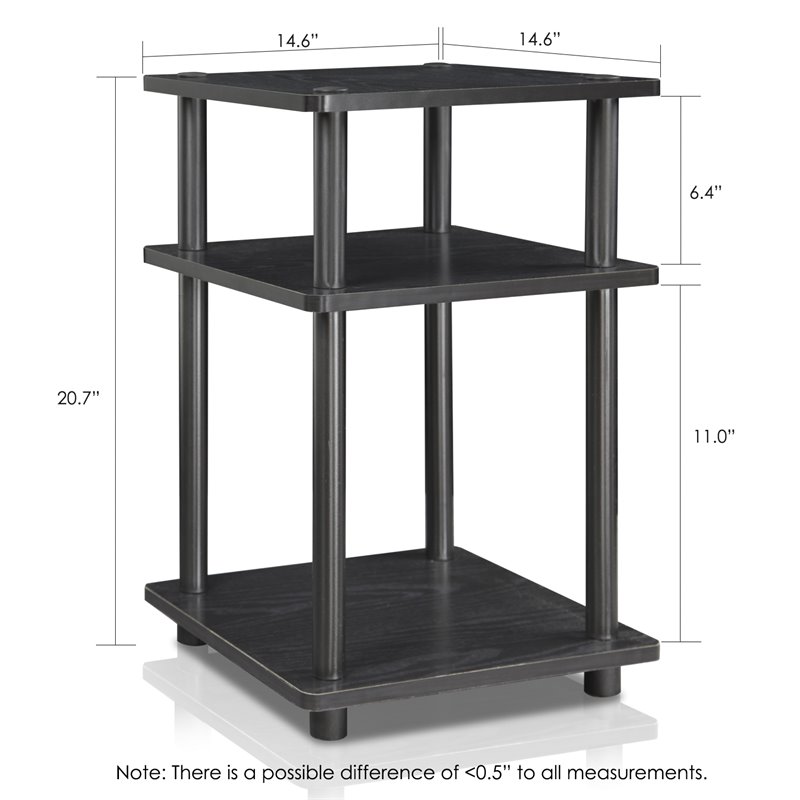 Maklaine Turn-N-Tube Contemporary Engineered Wood Multipurpose Shelf in Black