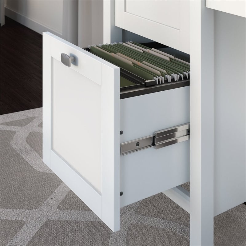 Maklaine Modern / Contemporary Computer Desk with 2 Drawer in White