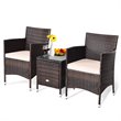 Maklaine 3-piece PE Rattan Outdoor Wicker Furniture Sets Chairs in Beige